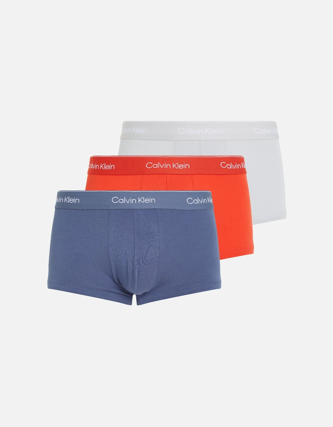 Calvin Klein Men's Blue 3-Pack Icon Cotton Stretch Low Rise Boxer Trunks, Vintage Indigo / Micro Chip / Molten - : 32/33/32 Medium