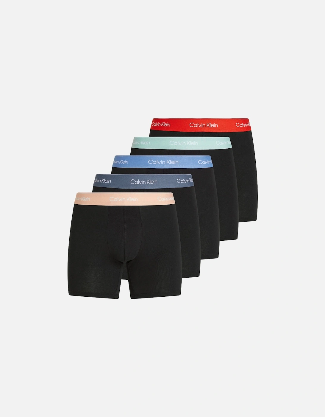 Calvin Klein Men's Black 5-Pack Icon Cotton Stretch Boxer Briefs, With Multi Coloured Waistbands - : 32/33/32 Medium