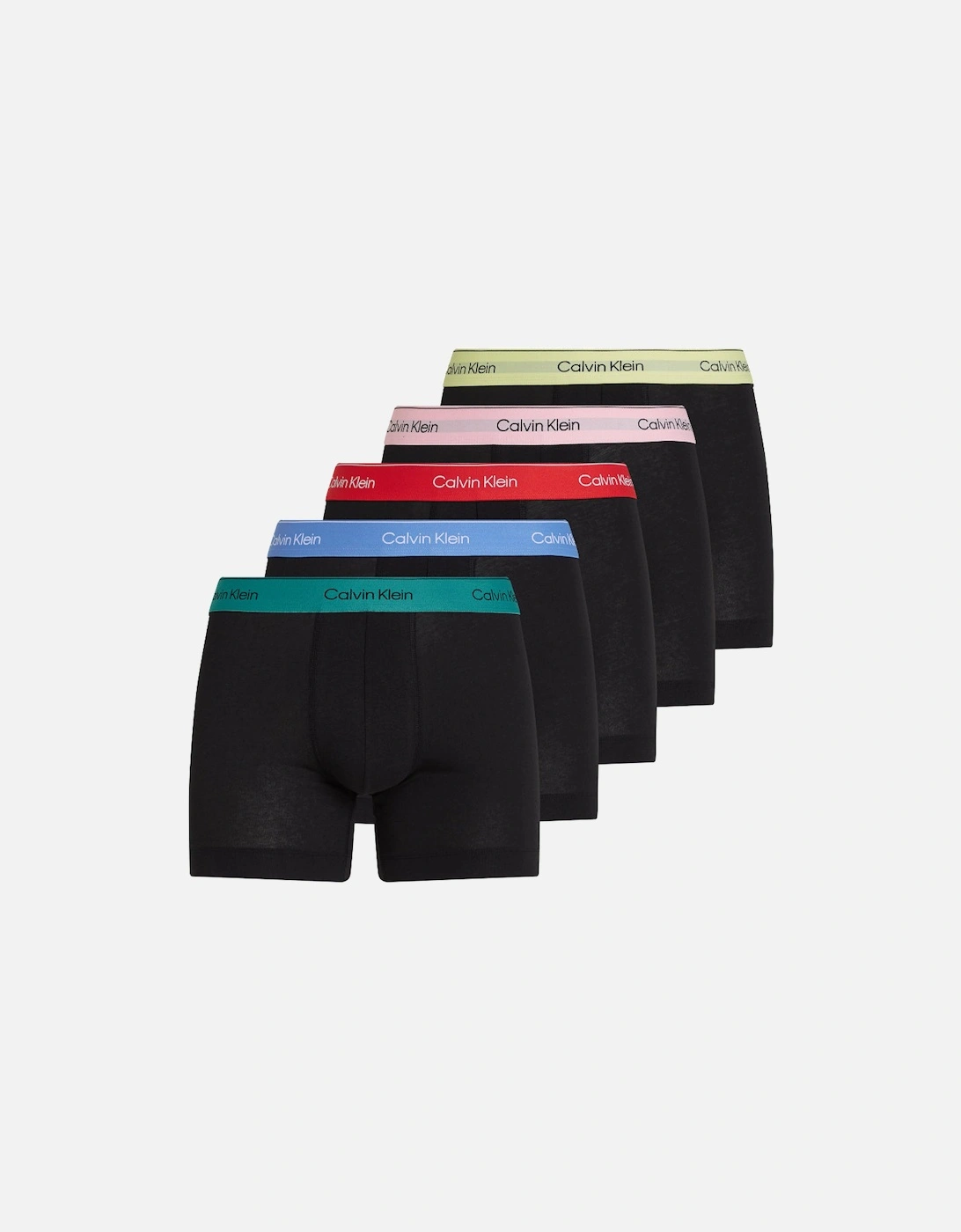 Calvin Klein Men's Black 5-Pack Icon Cotton Stretch Boxer Briefs, With Multi Coloured Waistband - : 32/33/32 Medium
