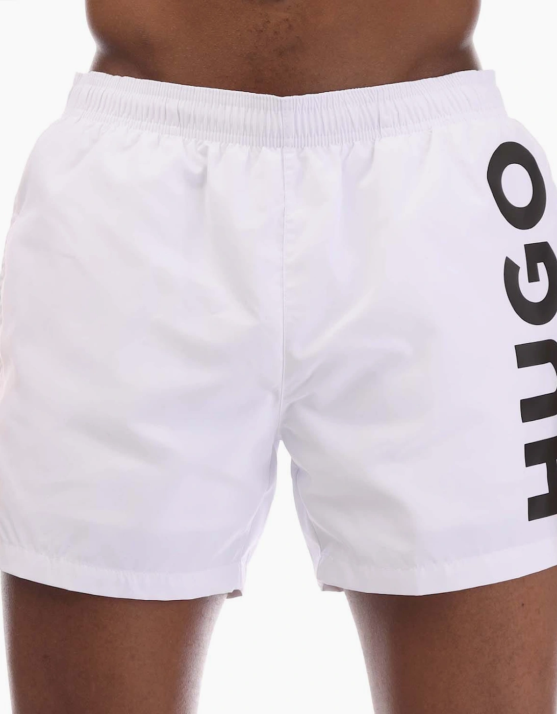 Hugo Boss Men's Abas Logo Print Swim Shorts - White - Size: 37/36/32