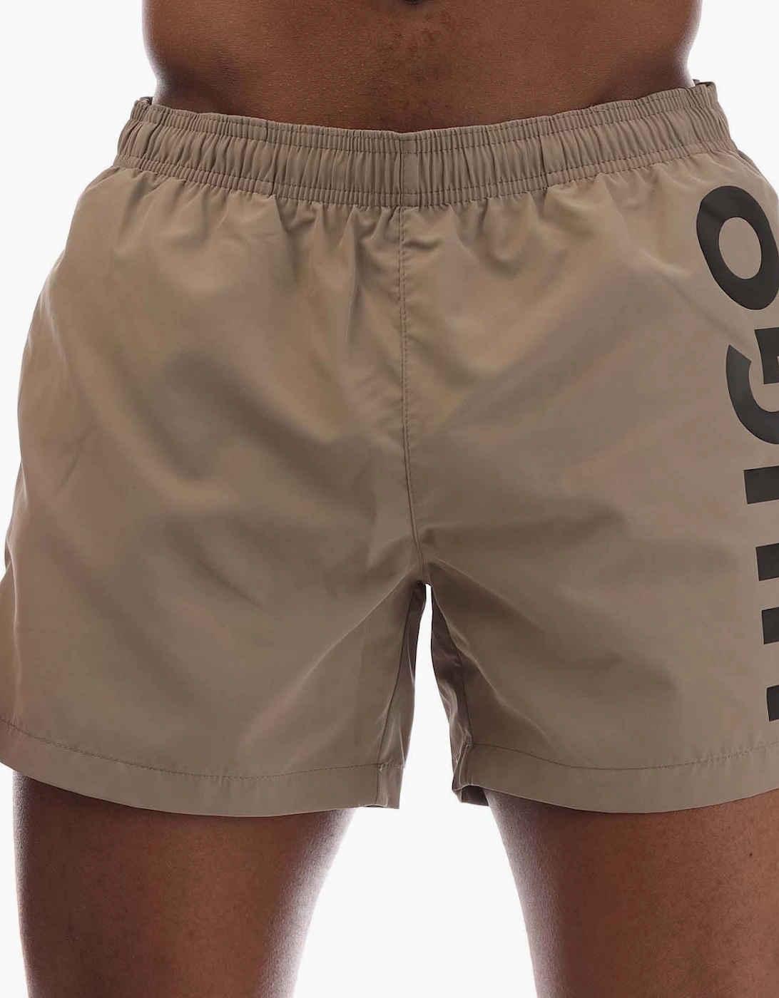 Hugo Boss Men's Abas Logo Print Swim Shorts - Cream - Size: 33/32/32