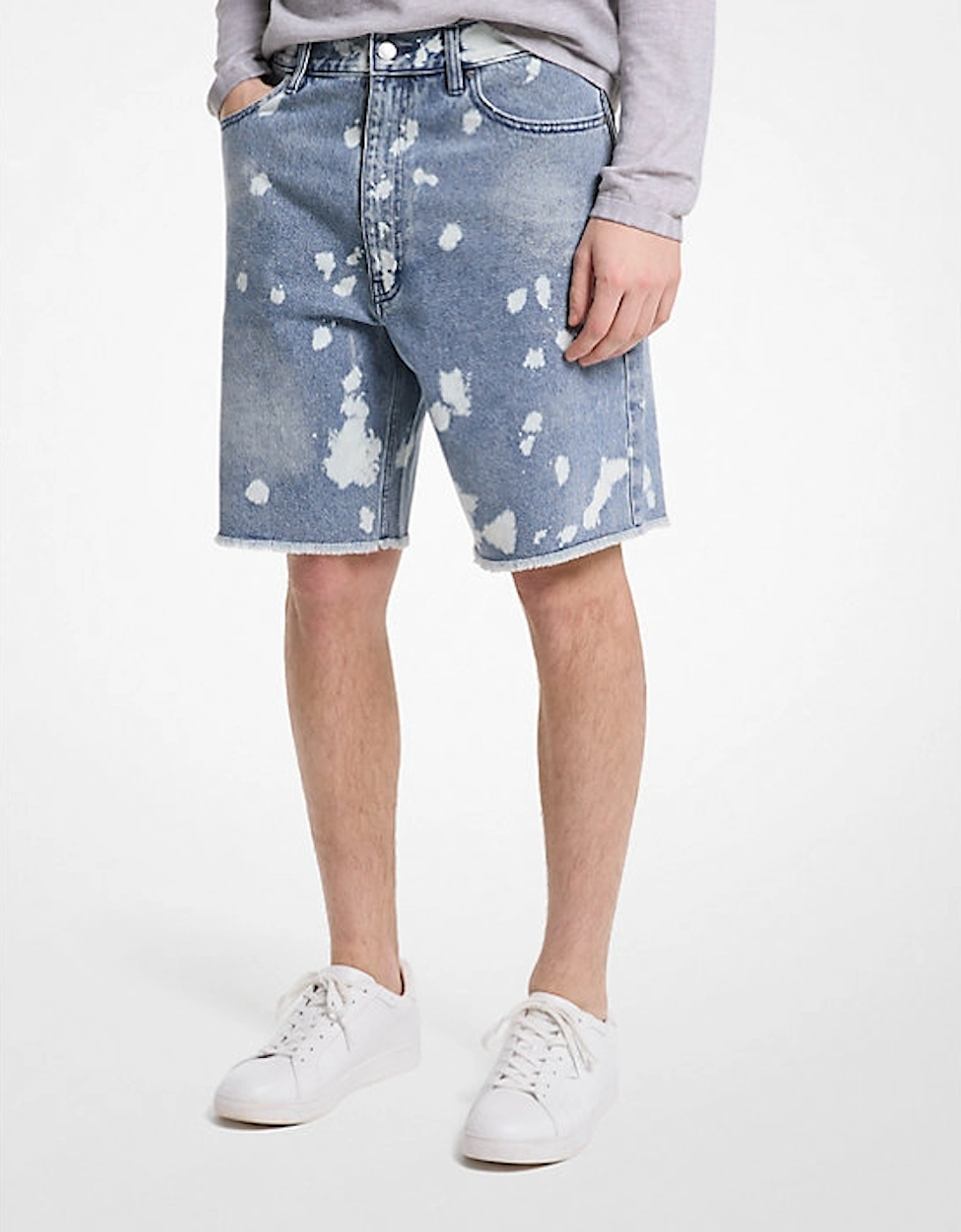 Frayed Splattered Denim Shorts, 2 of 1
