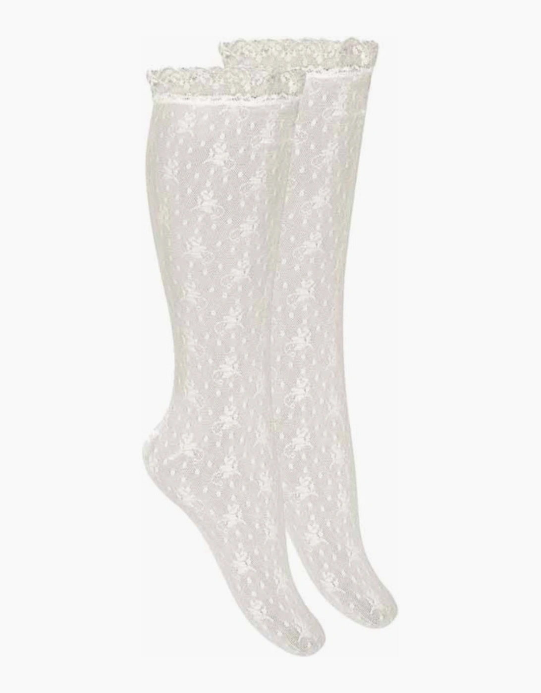 Condor Girl's White Lace Knee Socks - Size: 0 / 6-12 months