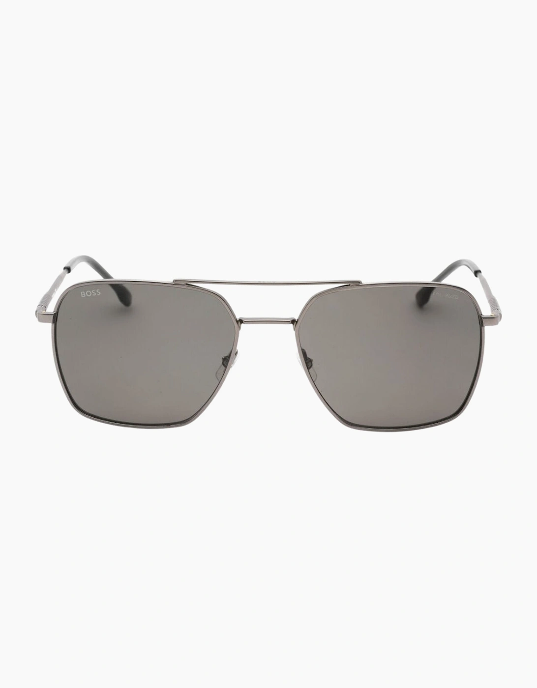 Men's Hugo Boss Grey Polarized Lens Matte Dark Ruthenium Silver Sunglasses - Size: ONE size