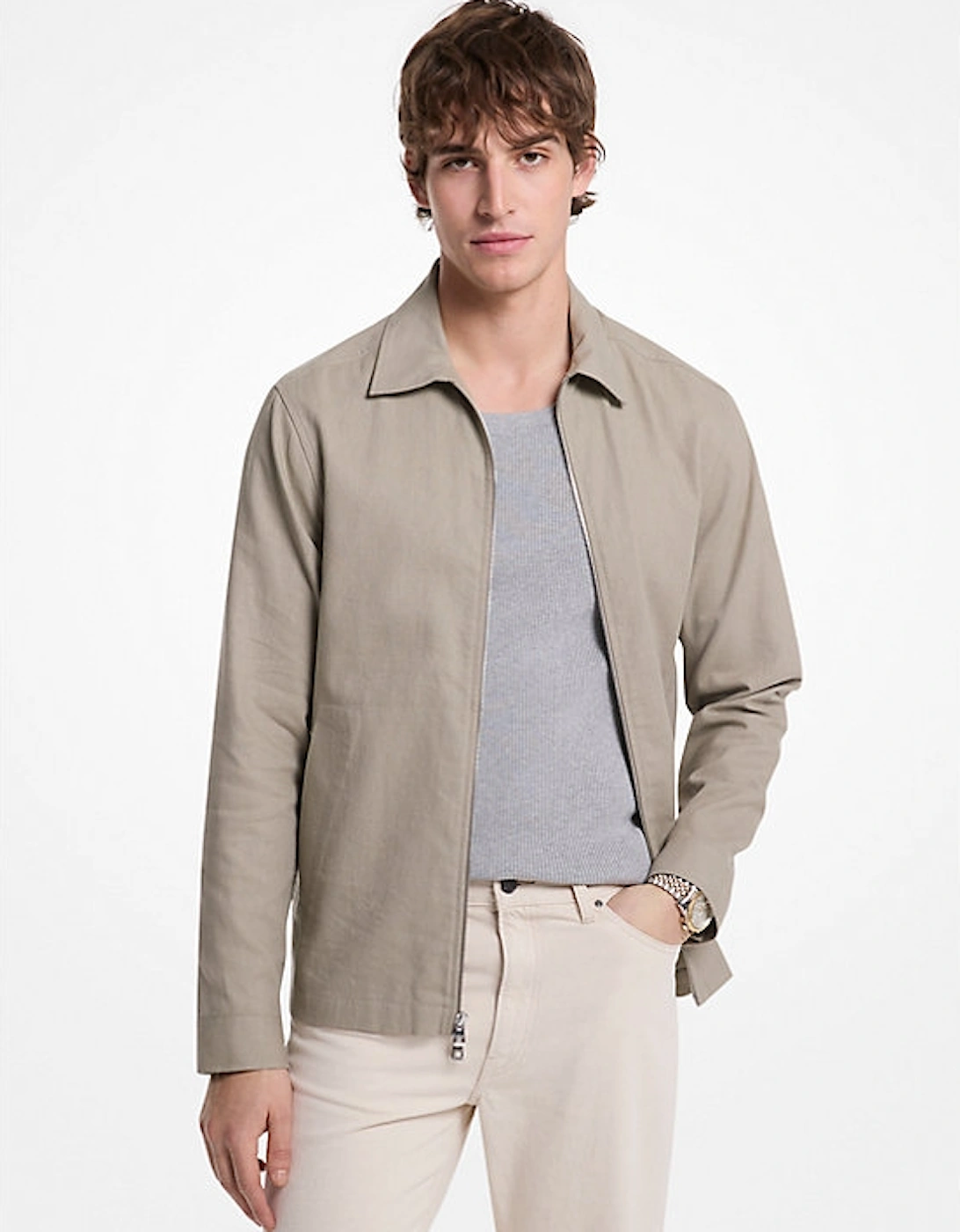 Linen and Cotton Collared Jacket, 2 of 1