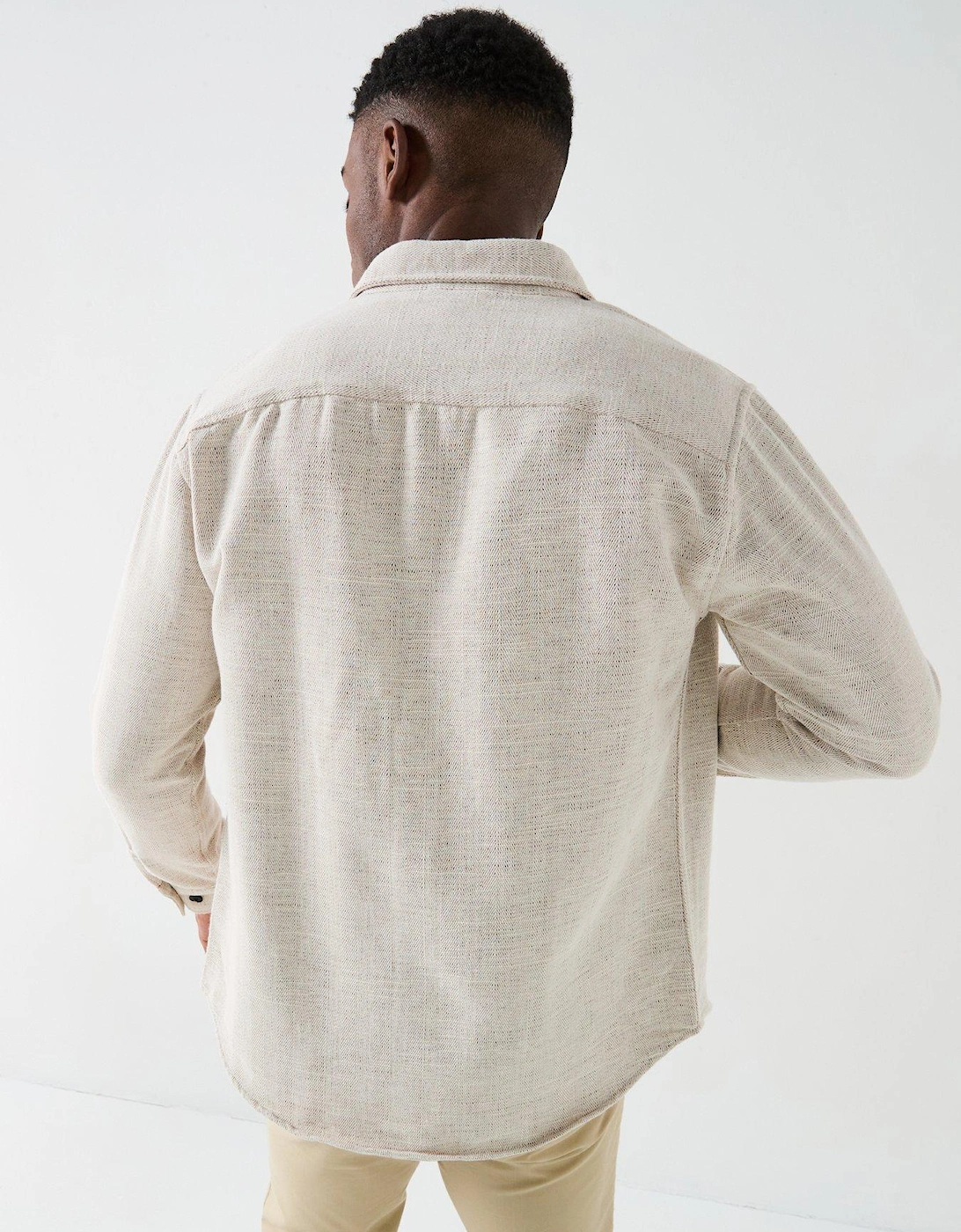 Hank Herringbone Over Shirt - Cream