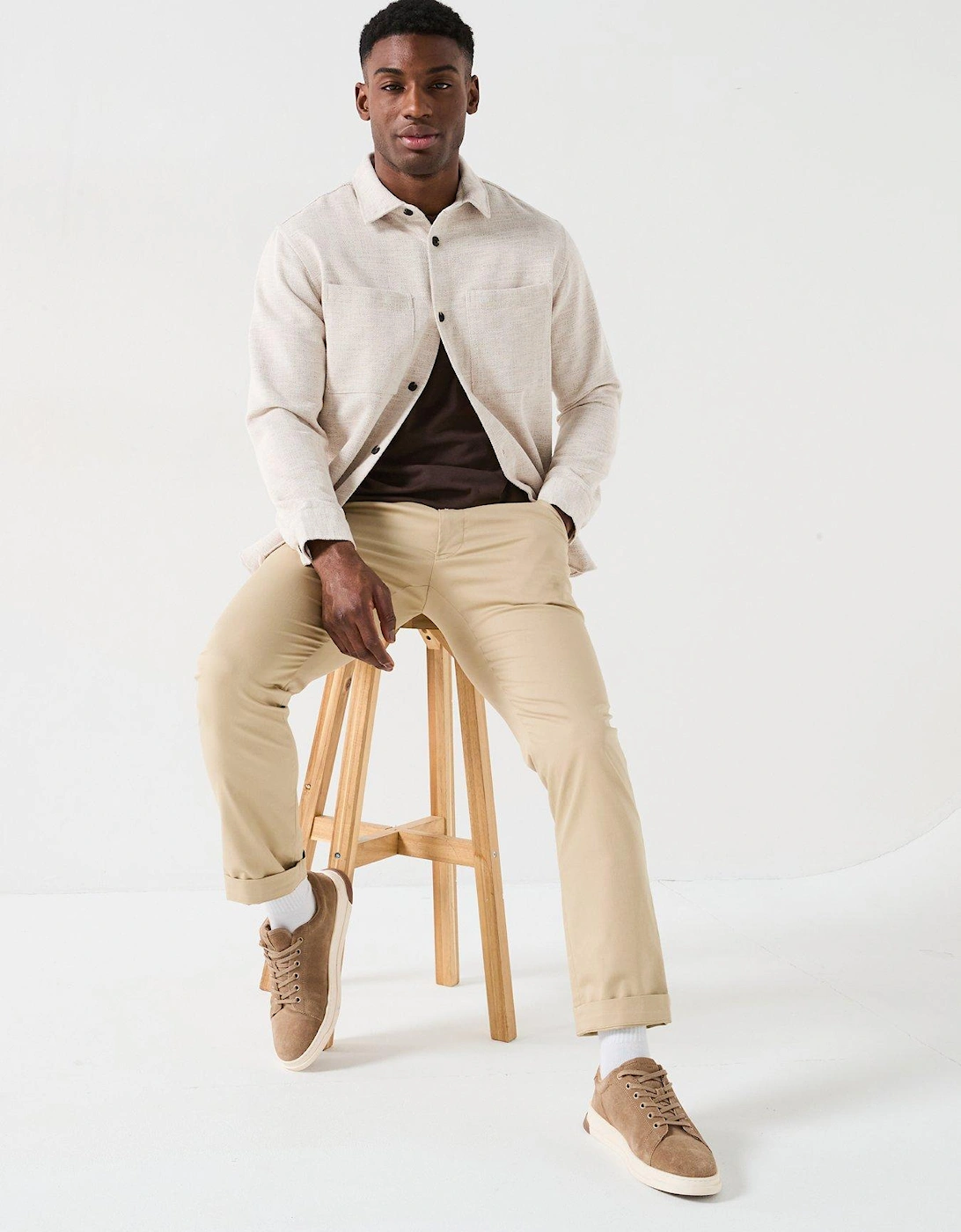 Hank Herringbone Over Shirt - Cream