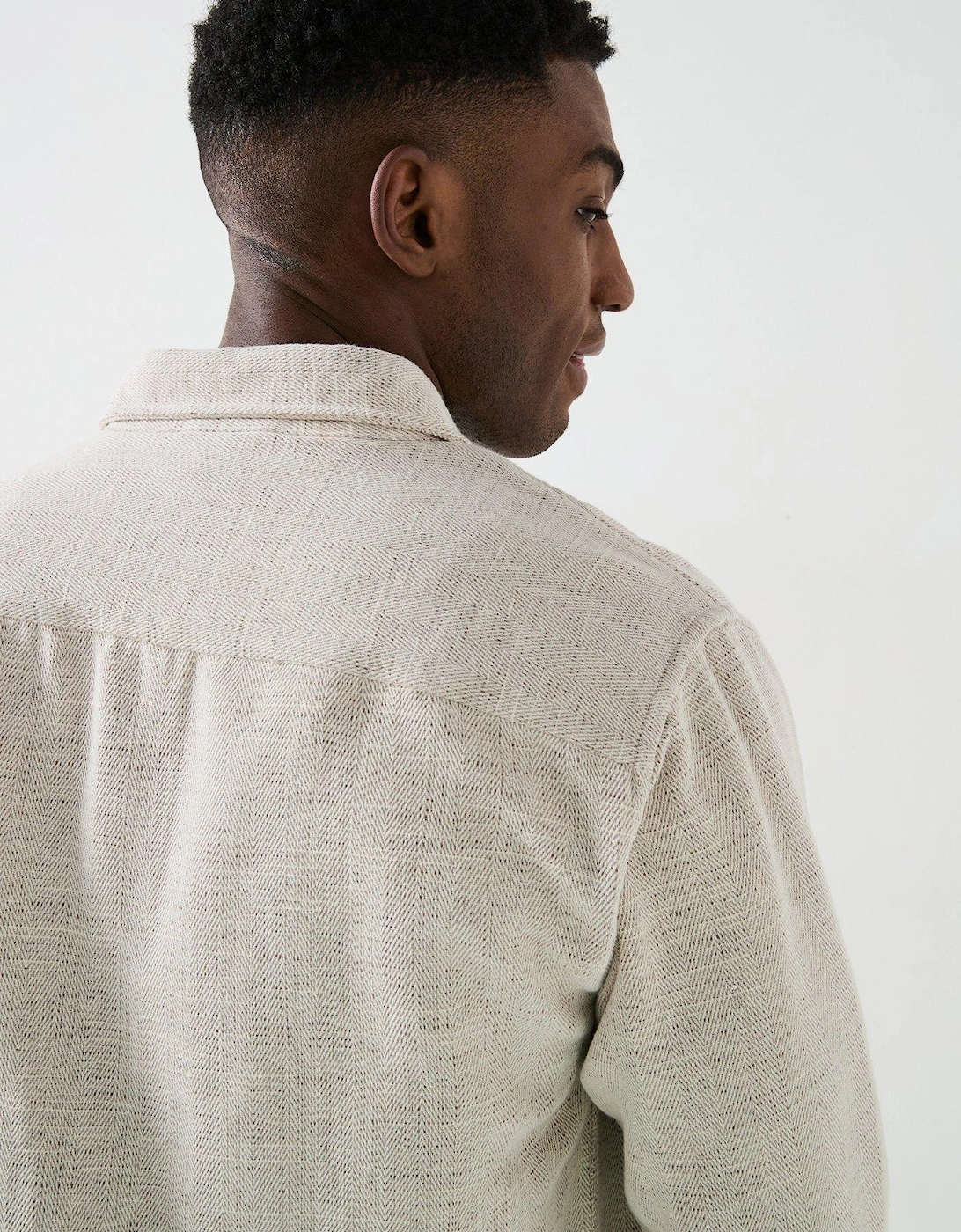 Hank Herringbone Over Shirt - Cream