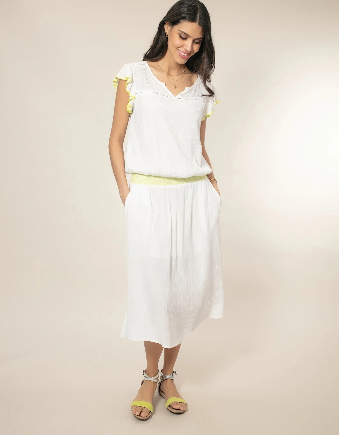 Nooki Design Women's Rumba Dress - Ecru - Cream - Size: 10/8