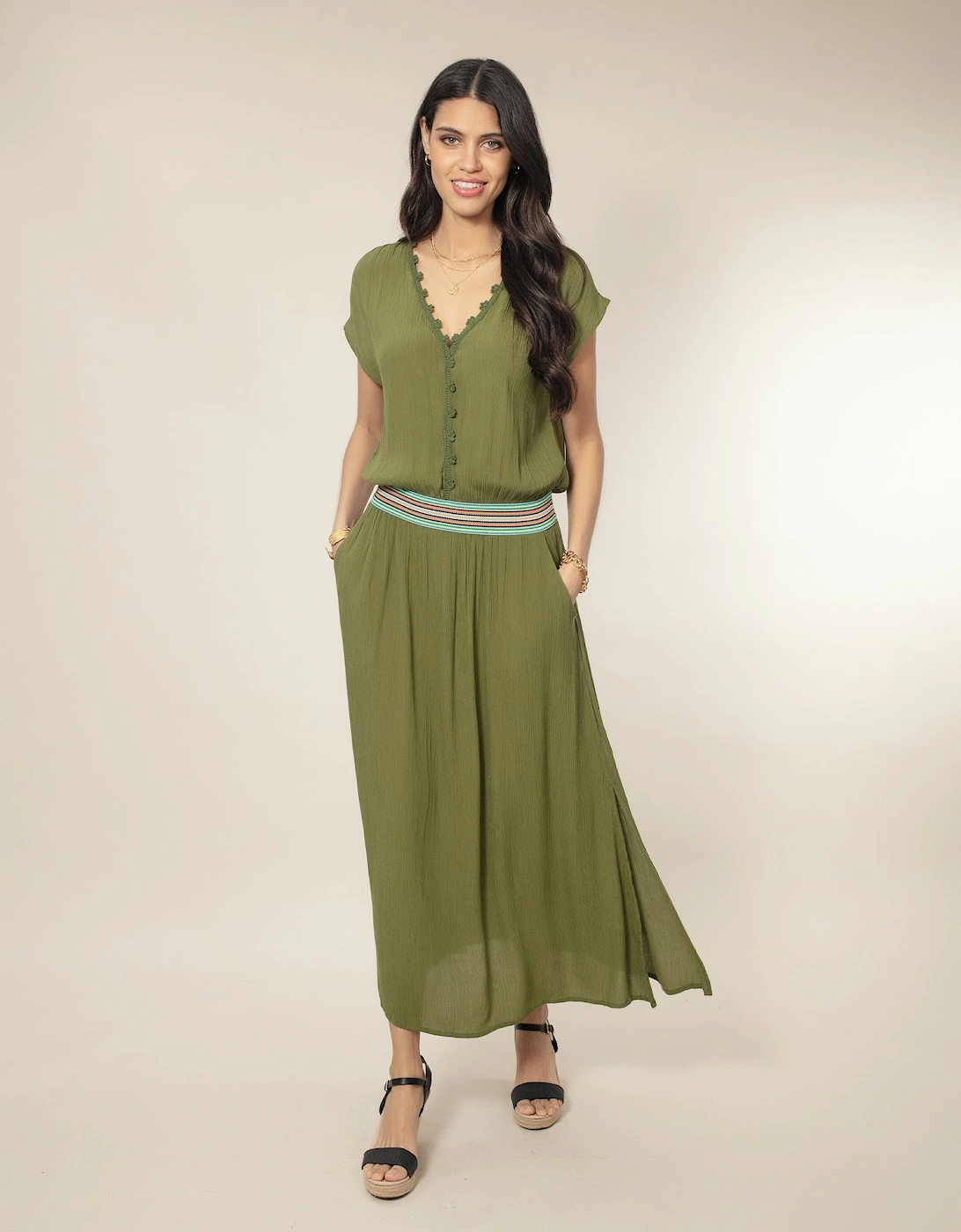 Nooki Design Women's Cece Maxi Dress - Green - Size: 12