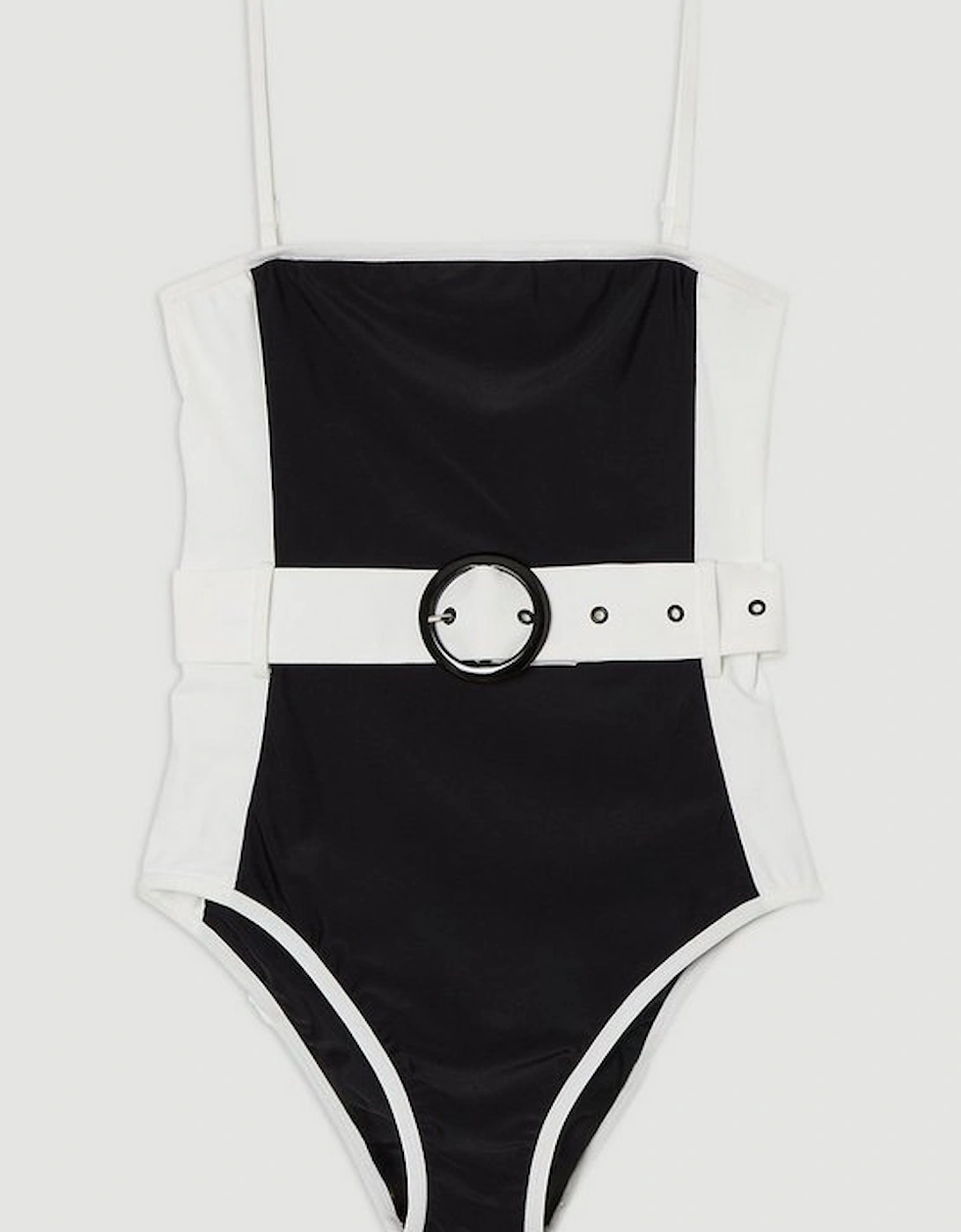 Contrast Panelled Bandeau Swimsuit With Belt