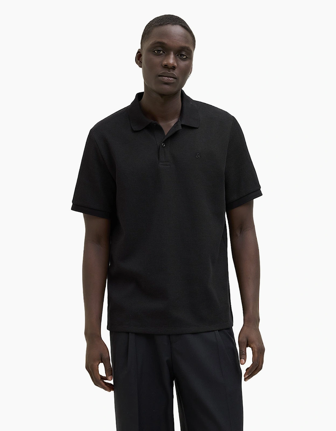 Jack & Jones Men's Black Austin Short Sleeve Polo Shirt - Size: 40/Regular