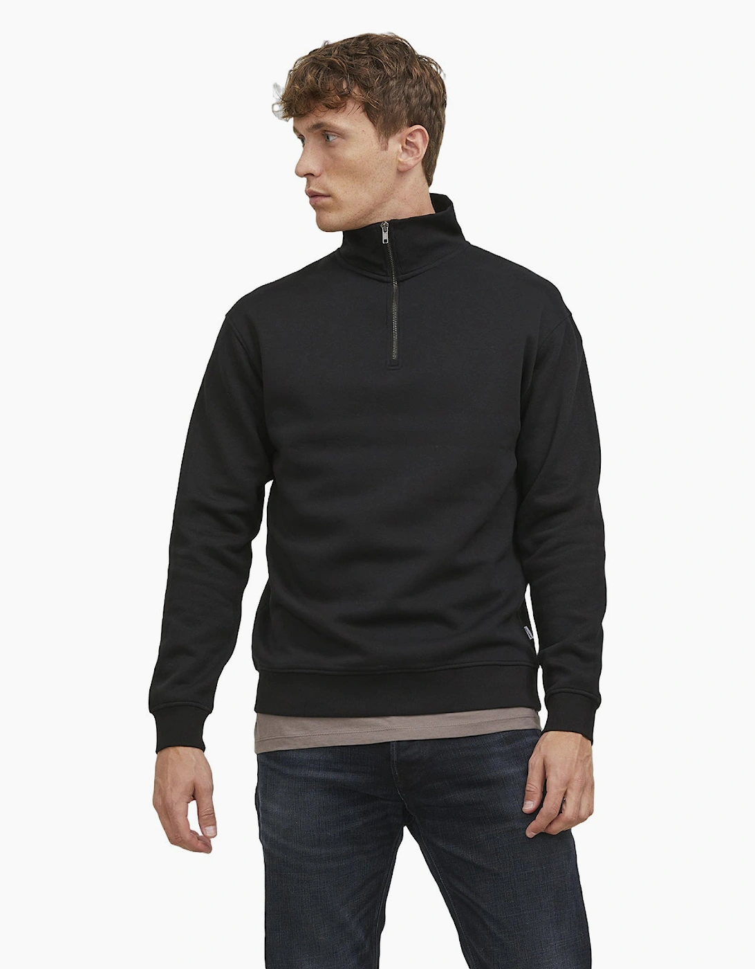Jack & Jones Men's Black Bradley Sweat Half Zip Sweatshirt - : 2XL