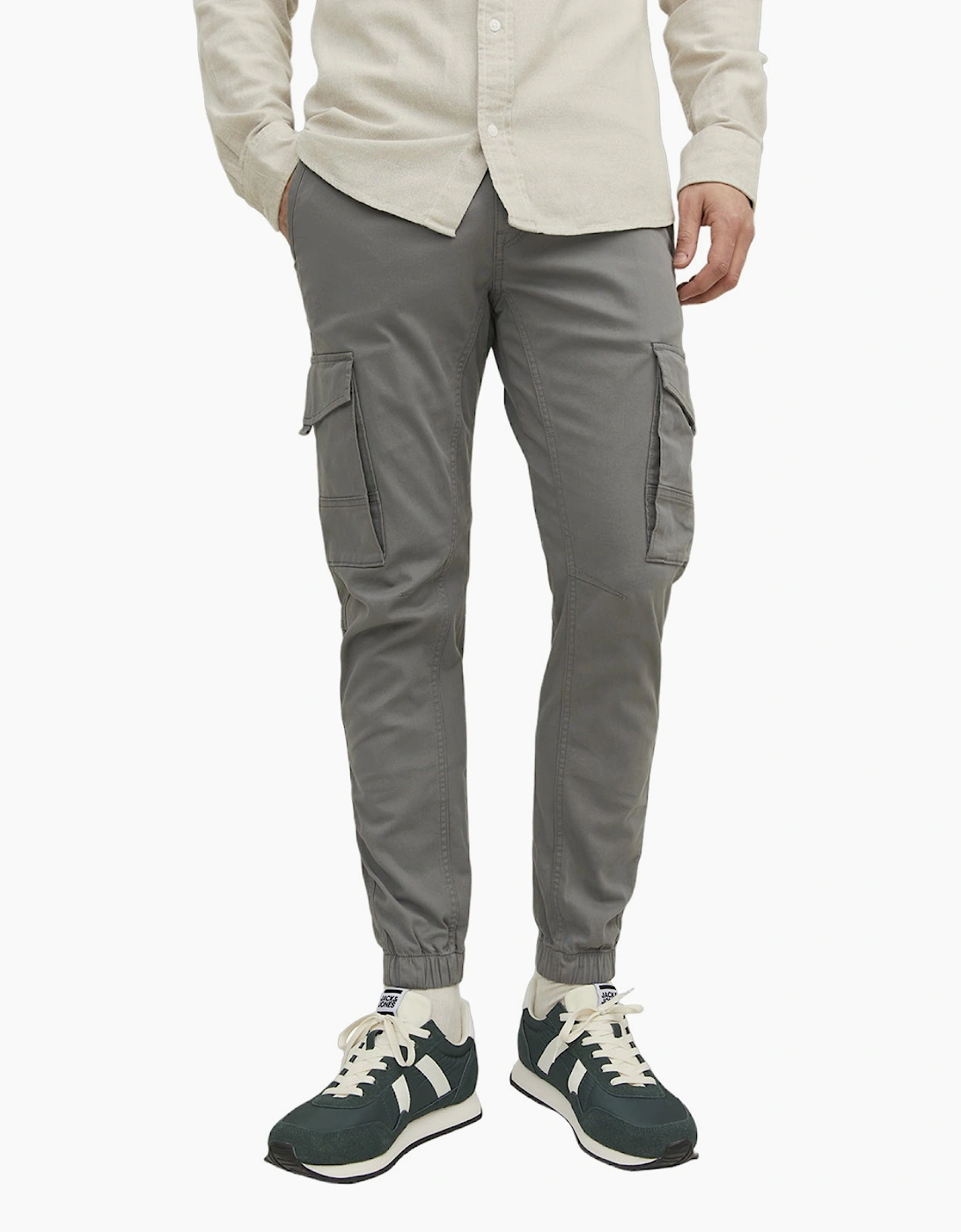 Jack & Jones Men's Green Paul Flake Slim Fit Cargos - Size: 36