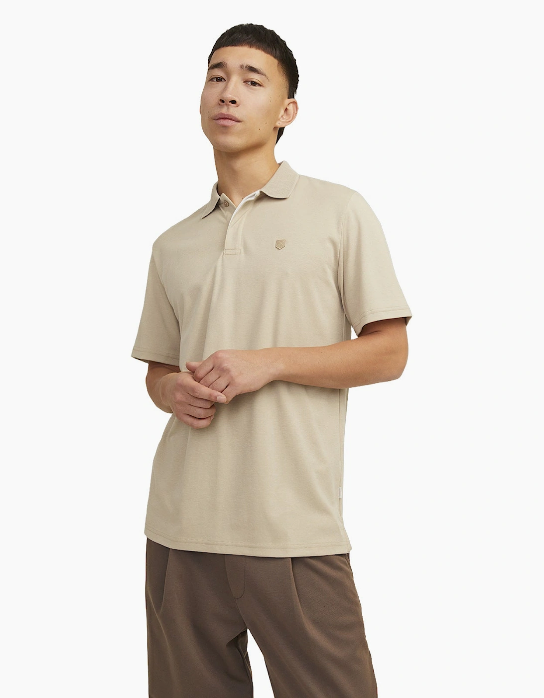 Jack & Jones Men's Tan Crodney Short Sleeve Polo Shirt - Size 40