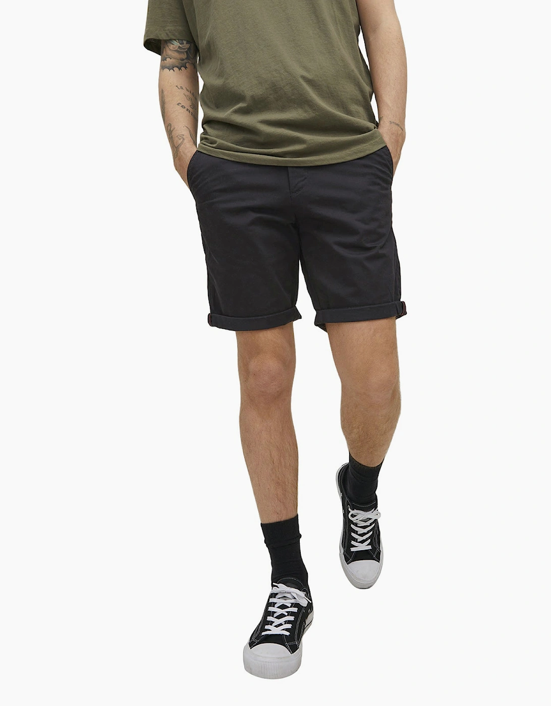 Jack & Jones Men's Black Bowie Shorts Solid Chino Shorts - - : 33/32/32 M