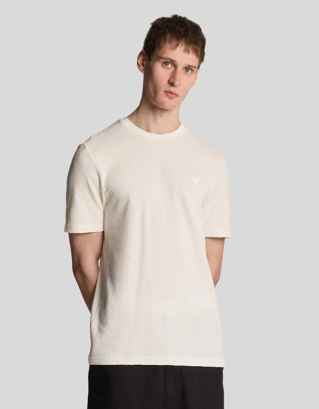 Lyle And Scott Men's Cream Jacquard Sovereign T-Shirt  44 Xxl