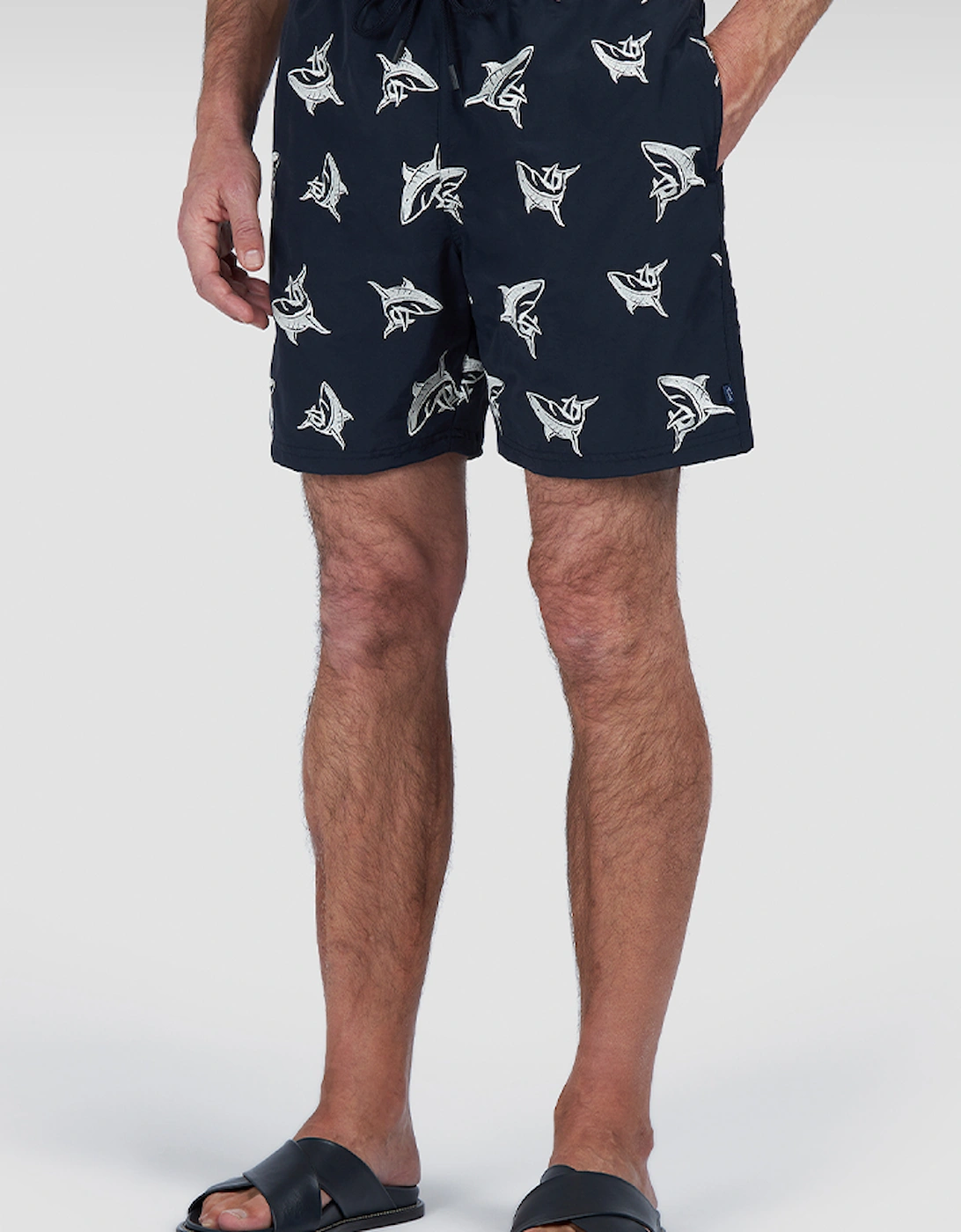 Paul & Shark Men's Black Shark Pattern Swim Shorts - Size: 32/33/32