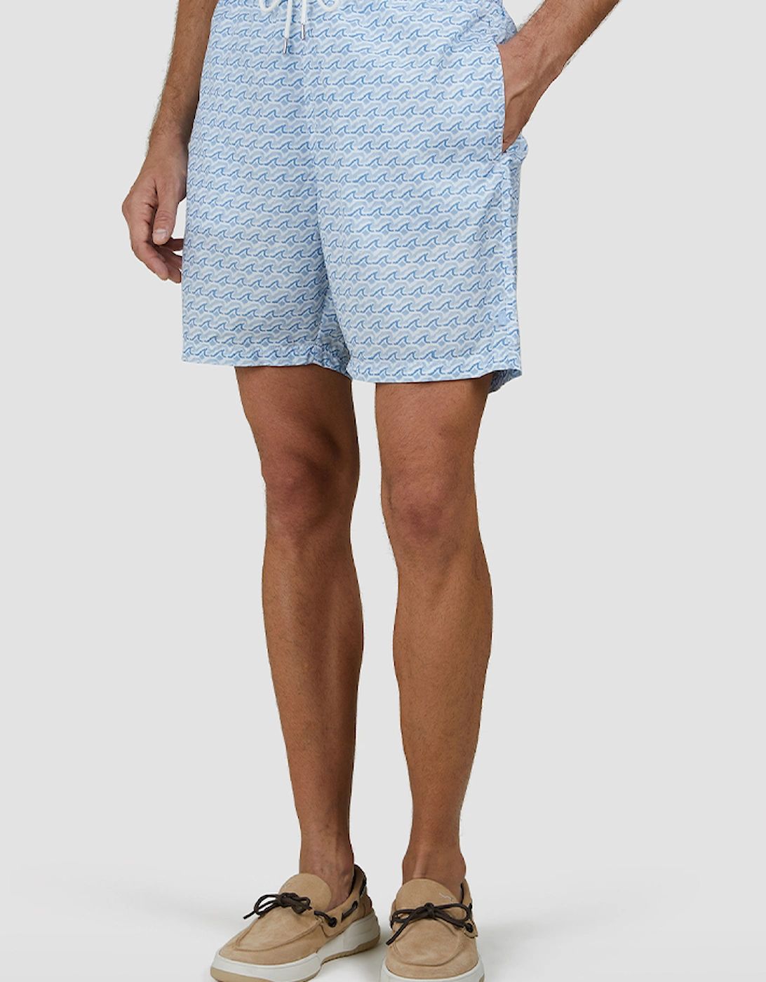 Paul & Shark Men's Blue Swim Shorts With All-Over Shark Print - Size: 37/36/32