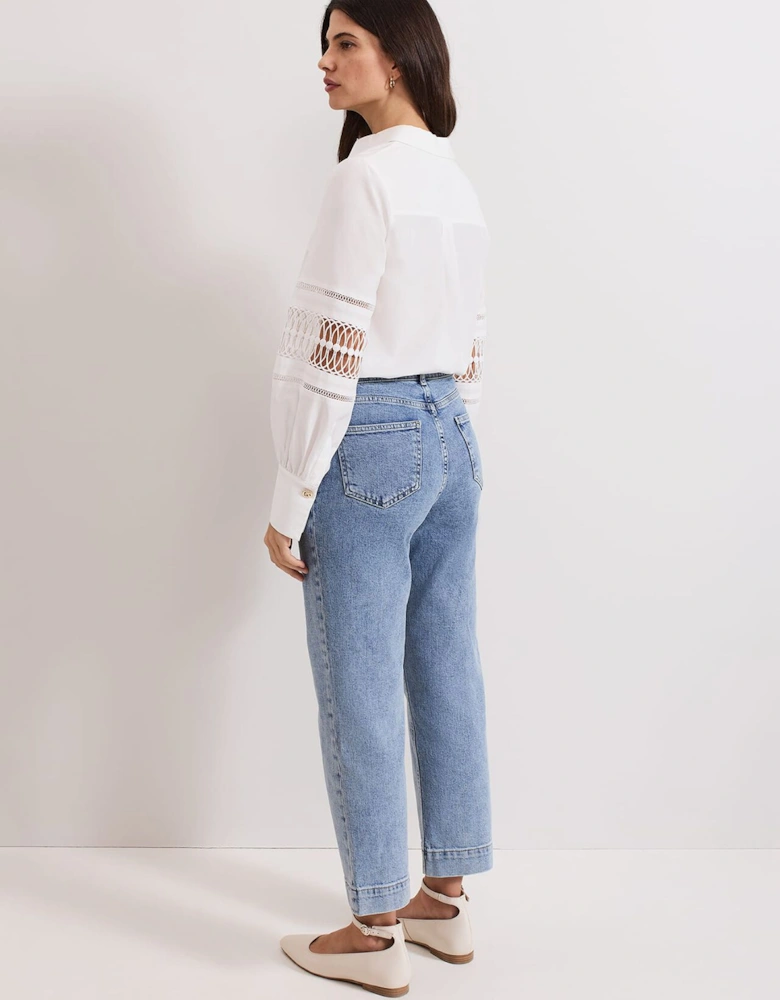 Lexi Mid Wash Crop Straight Jean