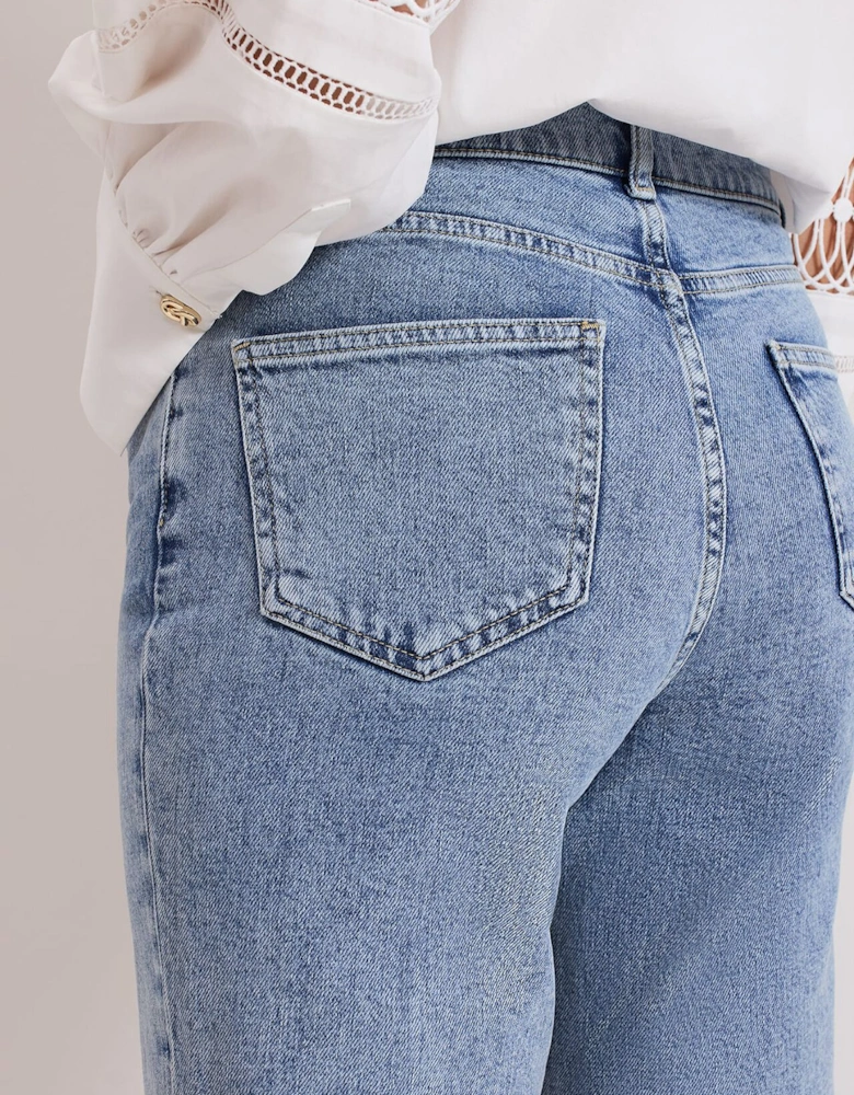 Lexi Mid Wash Crop Straight Jean