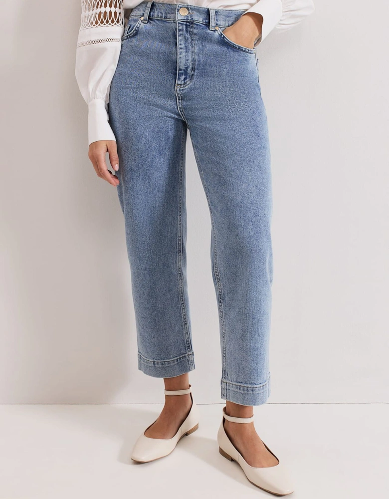 Lexi Mid Wash Crop Straight Jean