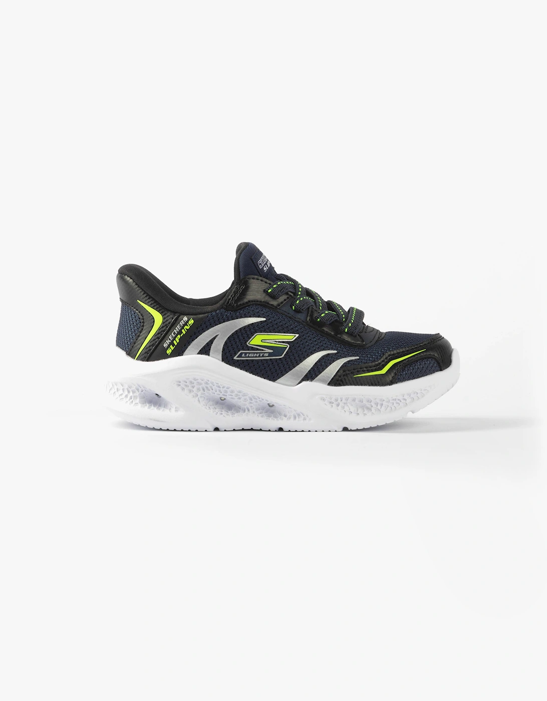 Boy's Skechers 403848L/NVBK METEOR-LIGHTS-BRISK-BEAMS Boys Trainers Navy/Black - Blue - Size: UK 3.5 older kids