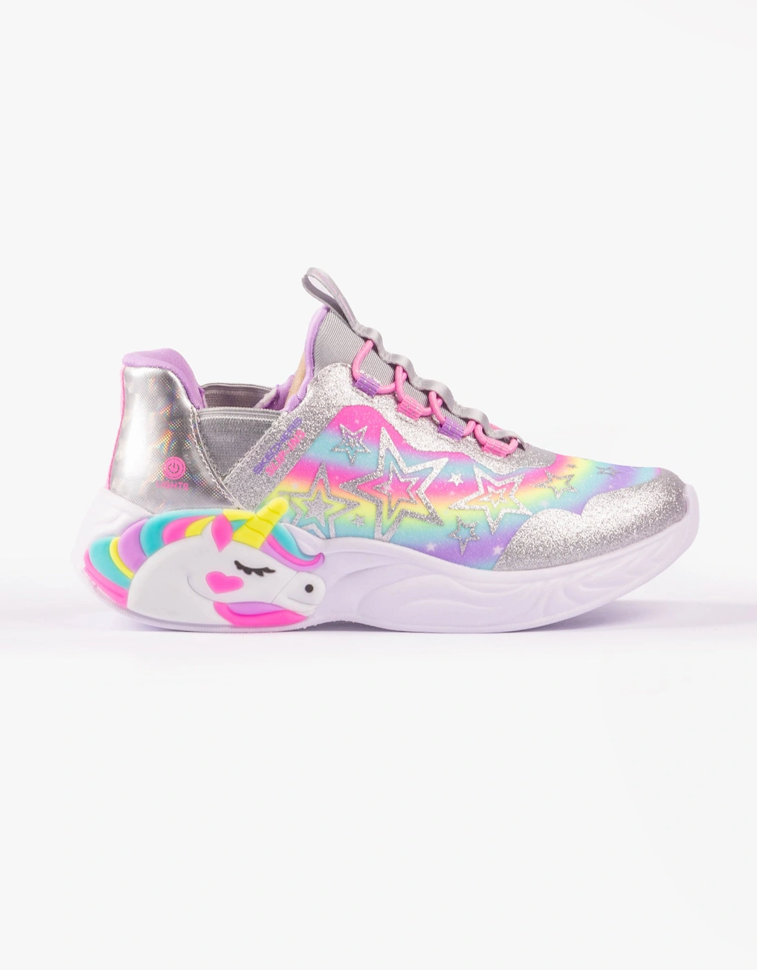 Girl's Skechers 302296L/SMLT UNICORN DREAMS - STARRY LITE Girls Trainers Silver Multi - Size: UK 12.5 small kids