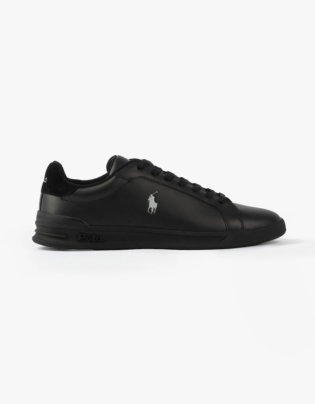 Men's Polo Ralph Lauren HERITAGE COURT II Mens Trainers Black/Soft Grey - Size: 9