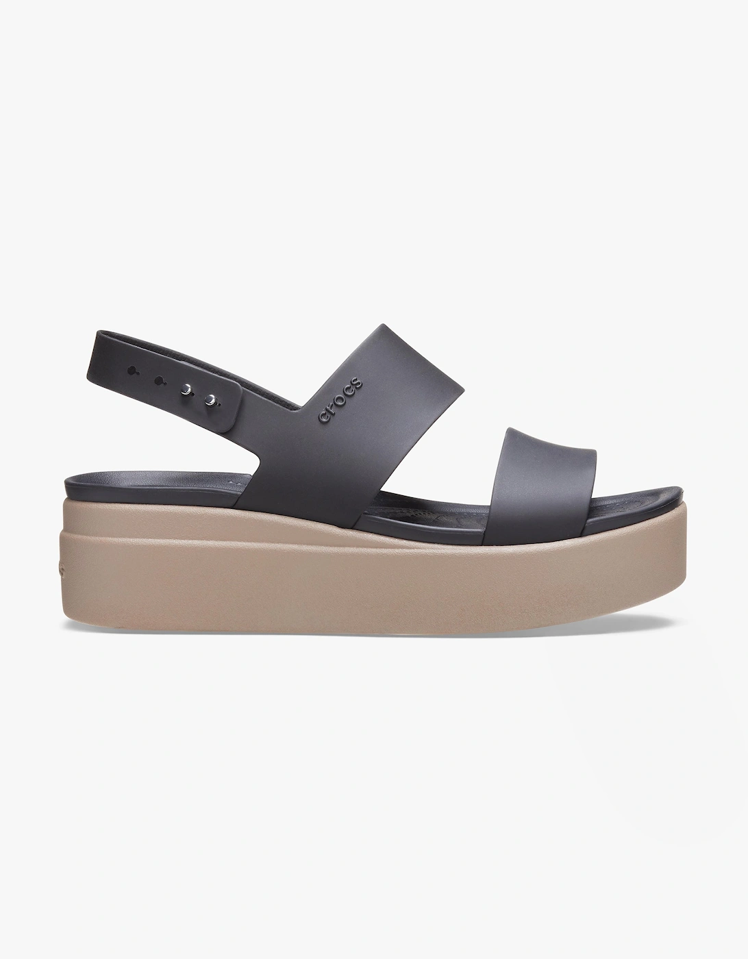 Women's Crocs 206453-07H BROOKLYN LOW WEDGE Womens Sandals Black/Mushroom - Size: 4