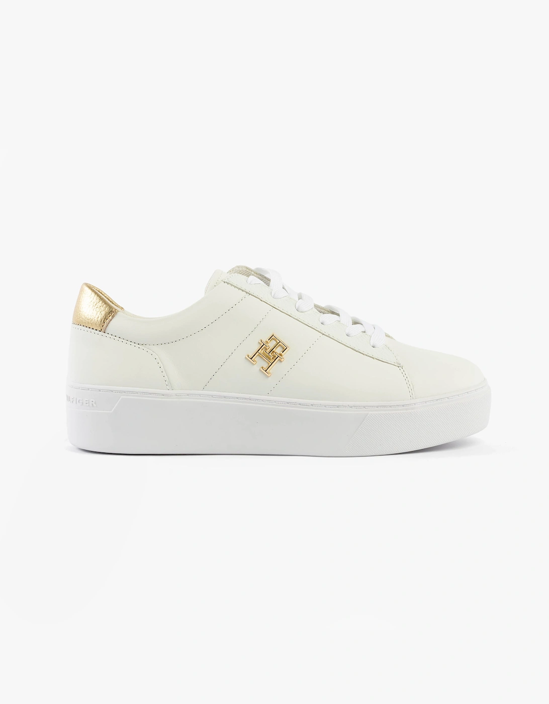 Women's Tommy Hilfiger PLATFORM COURT Womens Trainers White - Size: 4