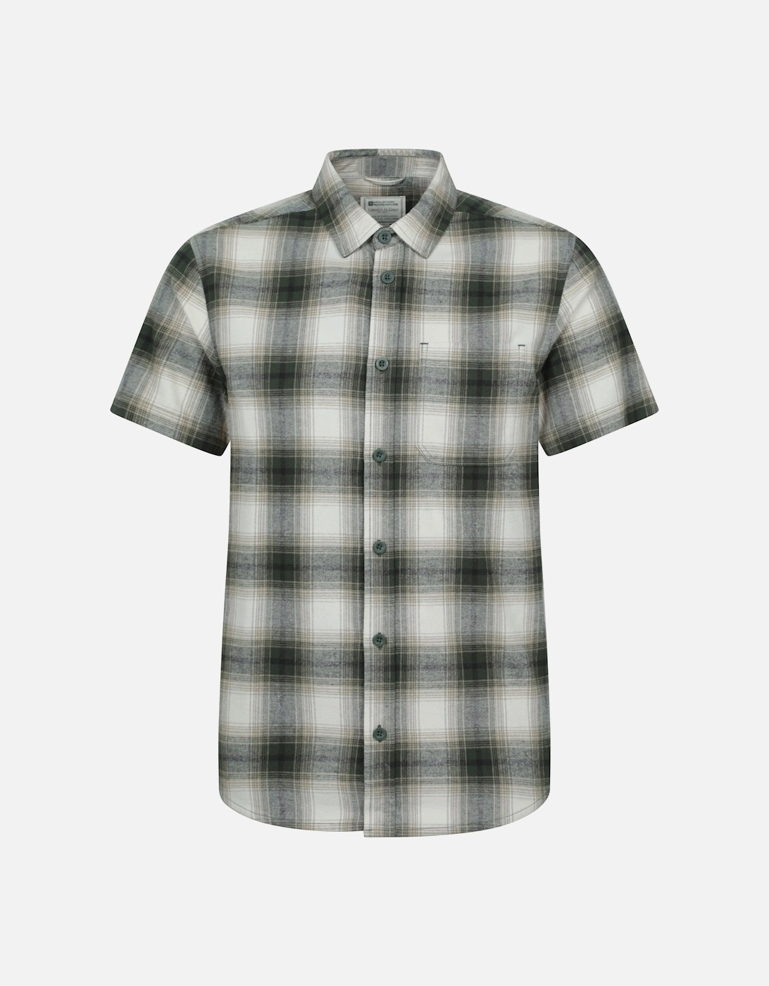 Mountain Warehouse Men's Green Trace Flannel Short-Sleeved Shirt - Size: 38/Regular