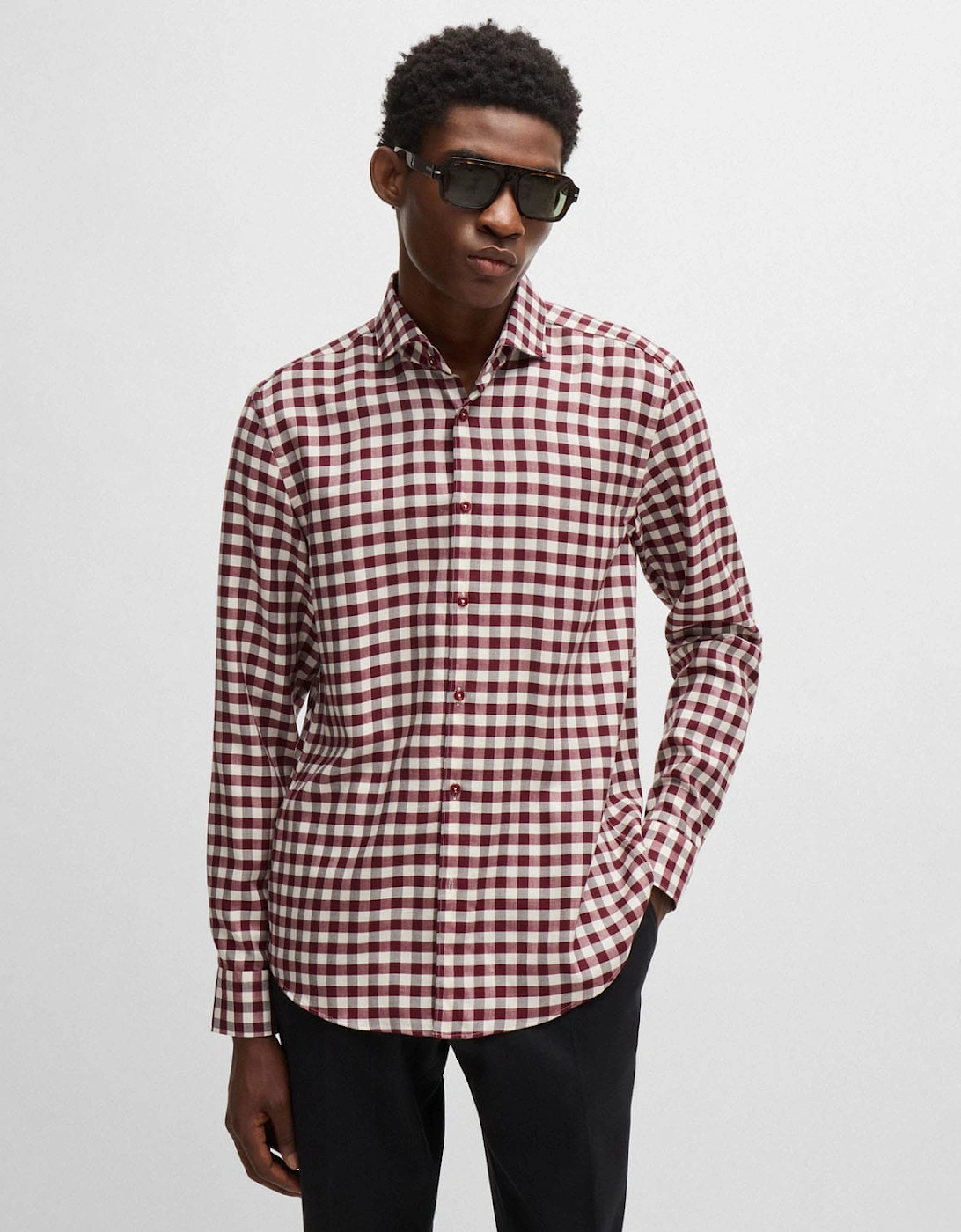 Hugo Boss Men's C-Hal Casual-Fit Shirt - Red - Size: 40/Regular