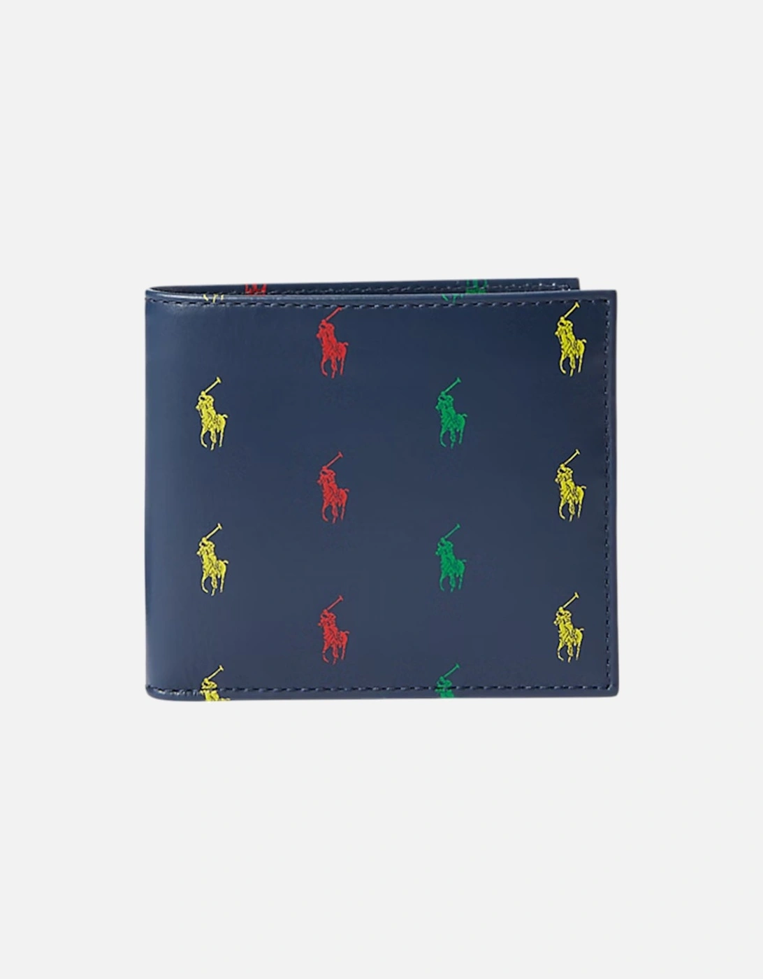 Men's Polo Ralph Lauren Mens Wallets Allover Pony Leather Wallet Bifold Card Holder - Navy