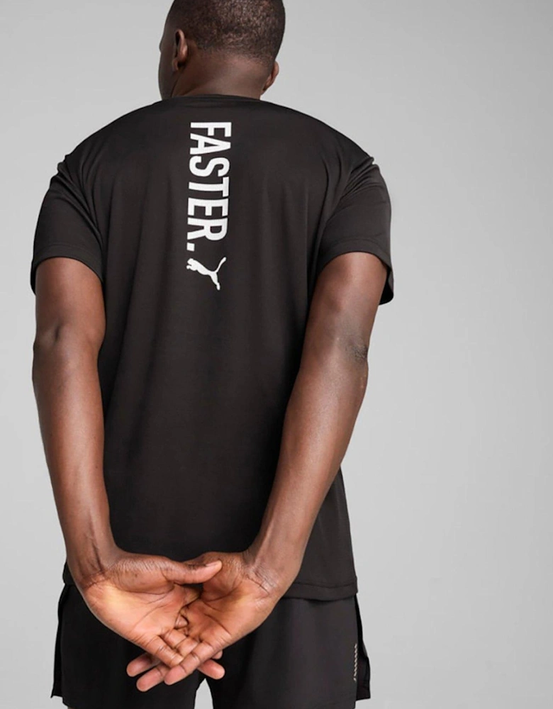 Mens Running Graphics Faster T-Shirt - Black