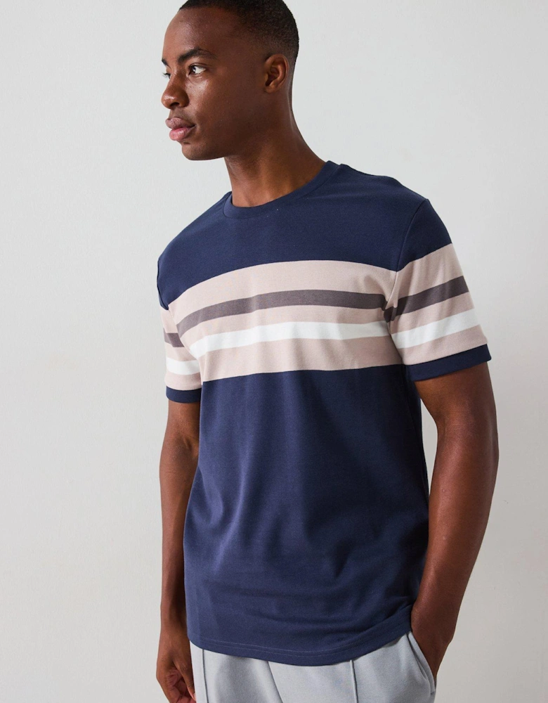 Interlock Chest Block T-Shirt - Navy