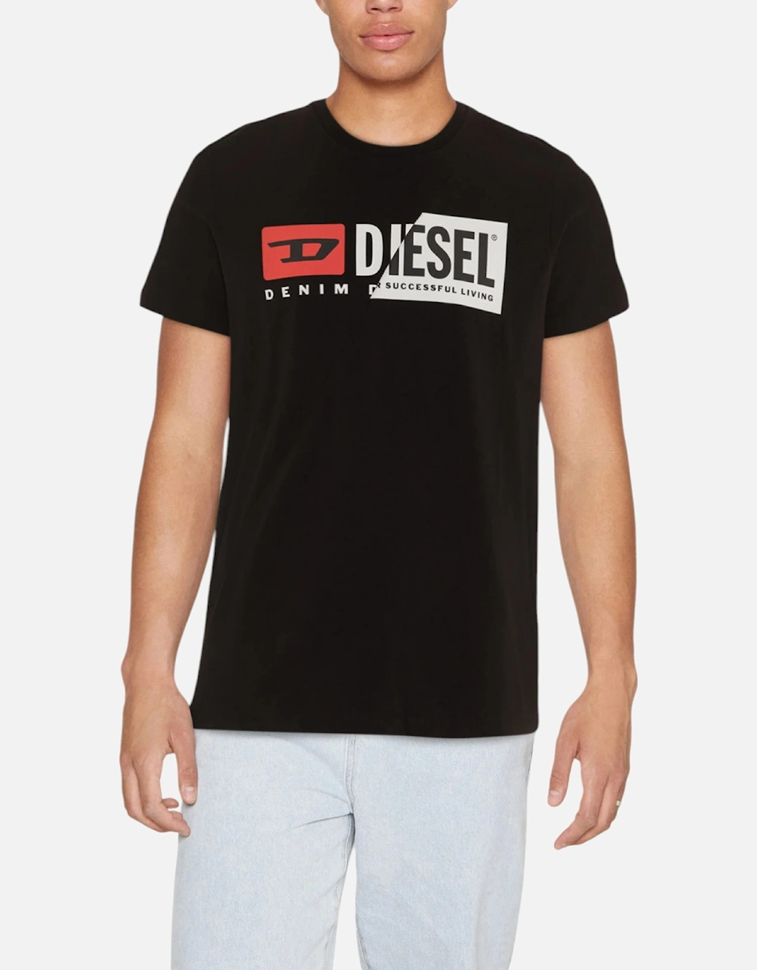 Diesel Men's Black T-Diego-Cuty Logo T Shirts Crew Neck Short Sleeve Slim Summer Tee - : 42/Regular Xl