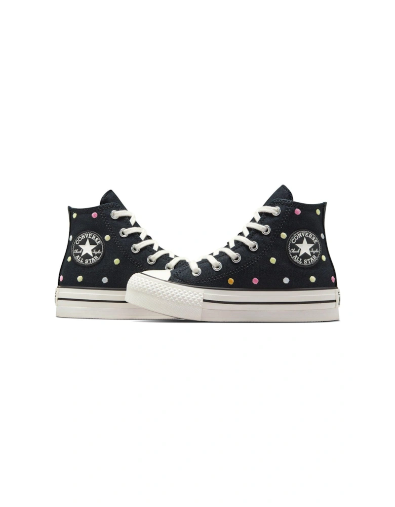 Kids Chuck Taylor All Star Eva Lift Polyester Canvas Hi-Top Trainers - Black