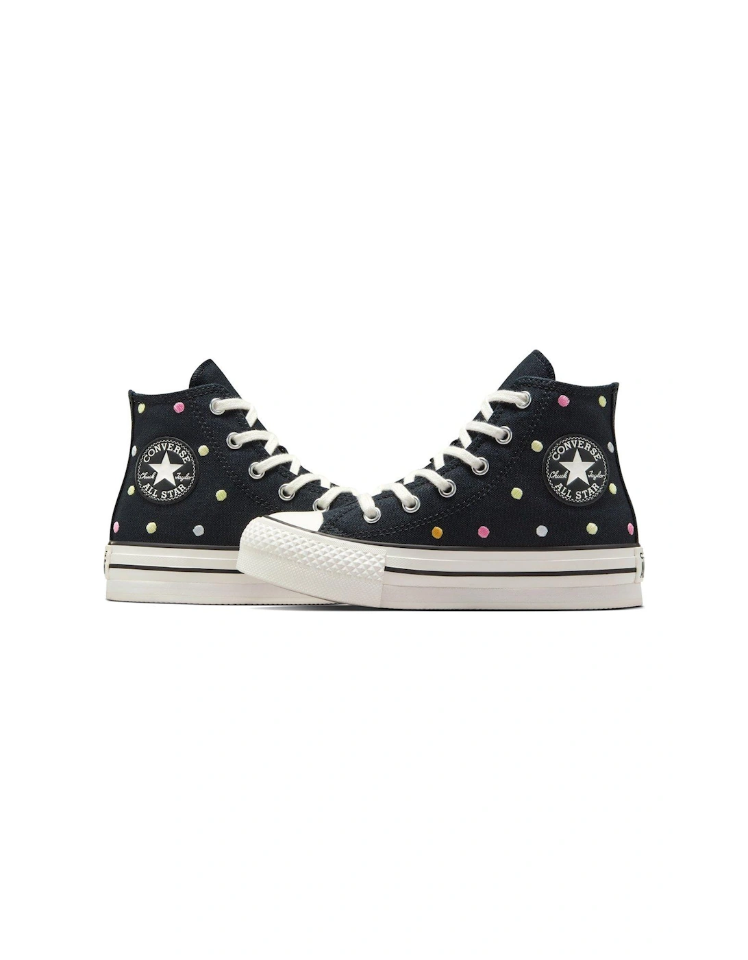 Kids Chuck Taylor All Star Eva Lift Polyester Canvas Hi-Top Trainers - Black