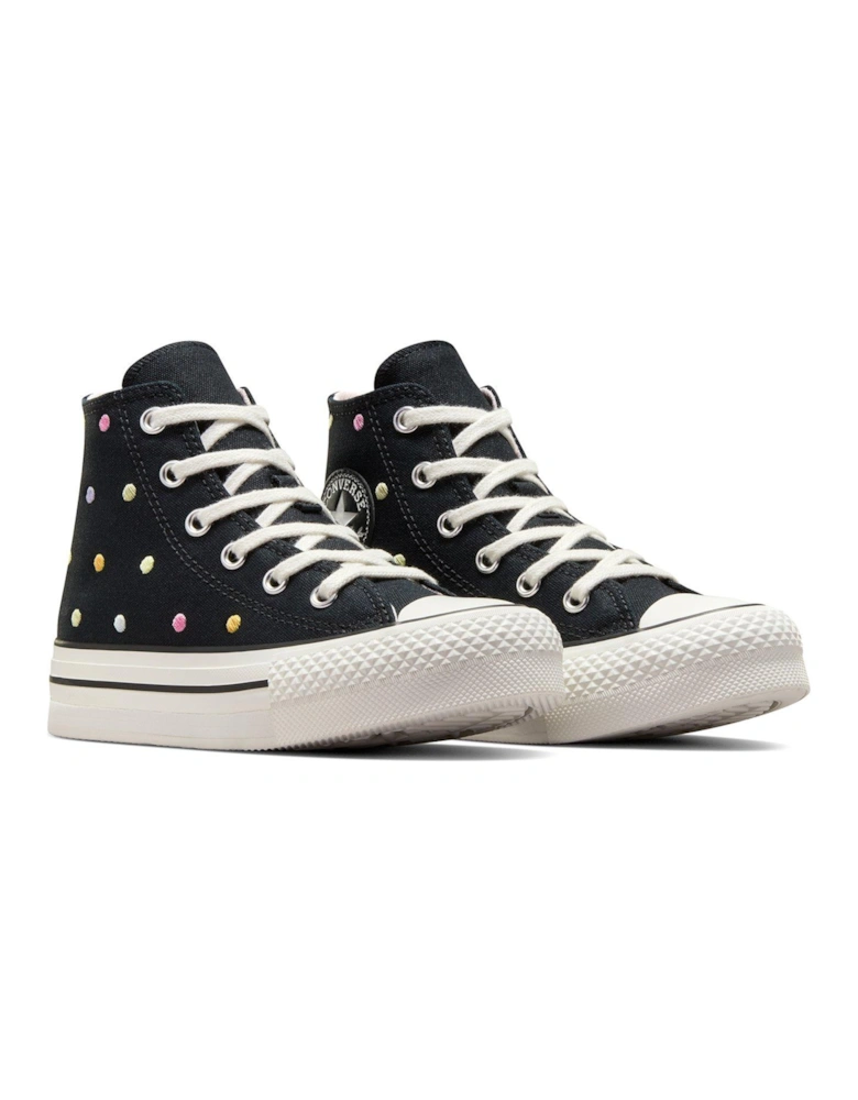 Kids Chuck Taylor All Star Eva Lift Polyester Canvas Hi-Top Trainers - Black