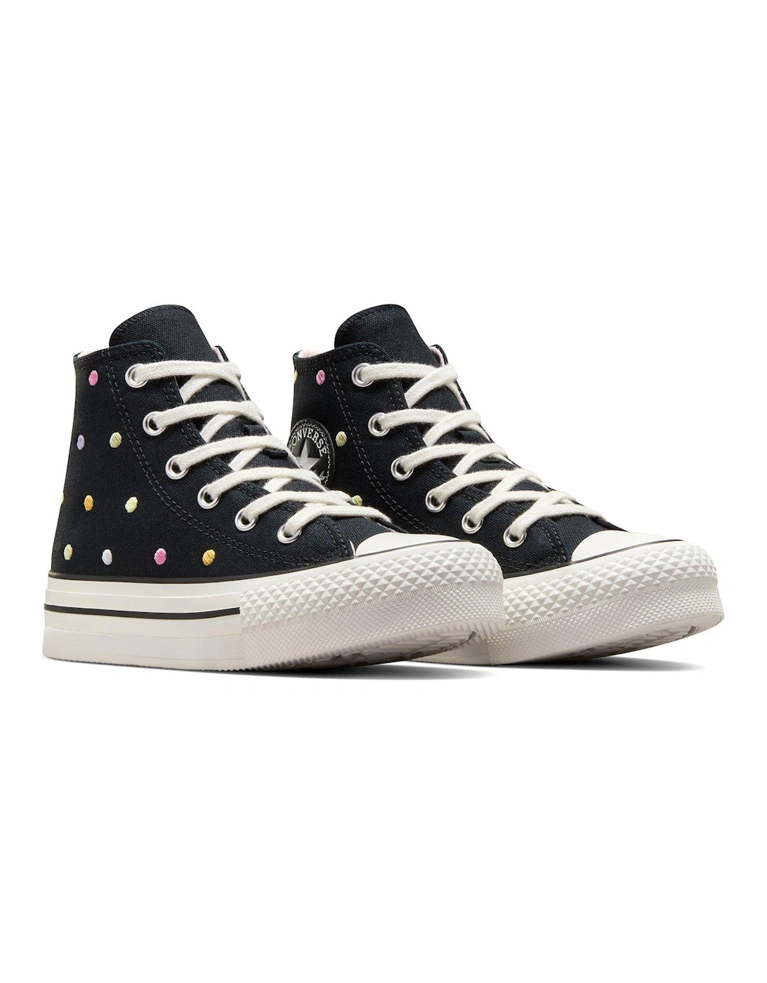 Kids Chuck Taylor All Star Eva Lift Polyester Canvas Hi-Top Trainers - Black