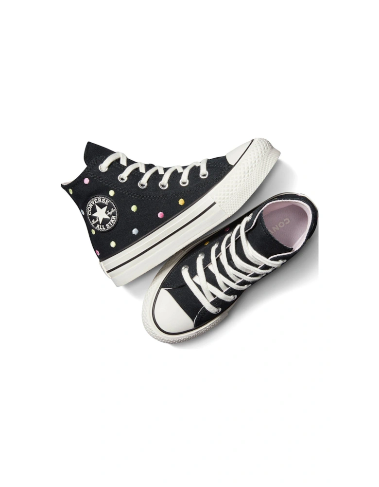 Kids Chuck Taylor All Star Eva Lift Polyester Canvas Hi-Top Trainers - Black