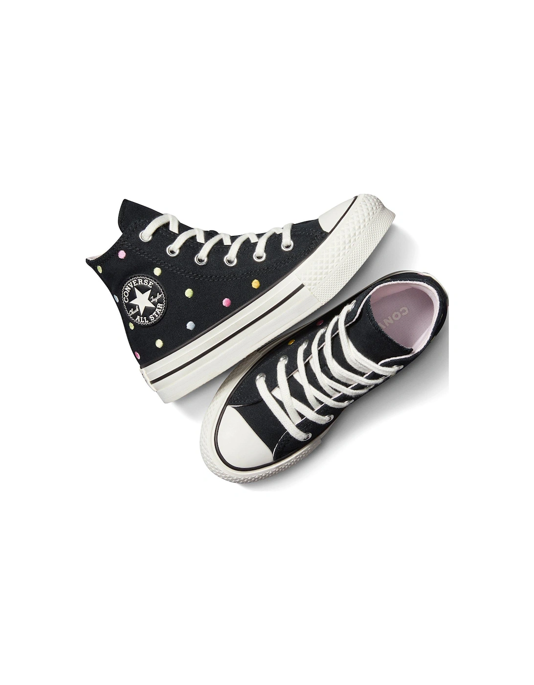 Kids Chuck Taylor All Star Eva Lift Polyester Canvas Hi-Top Trainers - Black