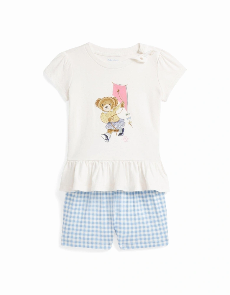 Baby Girls Bear Peplum T-Shirt And Short Set - Multi