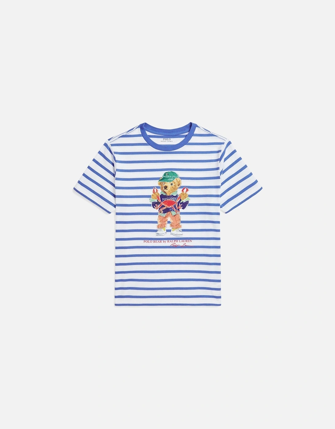 Boys Stripe Bear Short Sleeve T-Shirt - Blue, 2 of 1