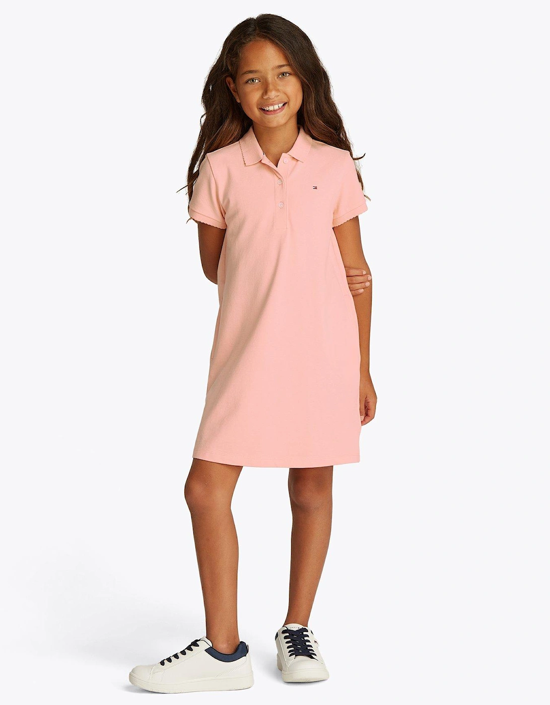 Girls Essential Short Sleeve Polo Dress - Coral Ice, 7 of 6