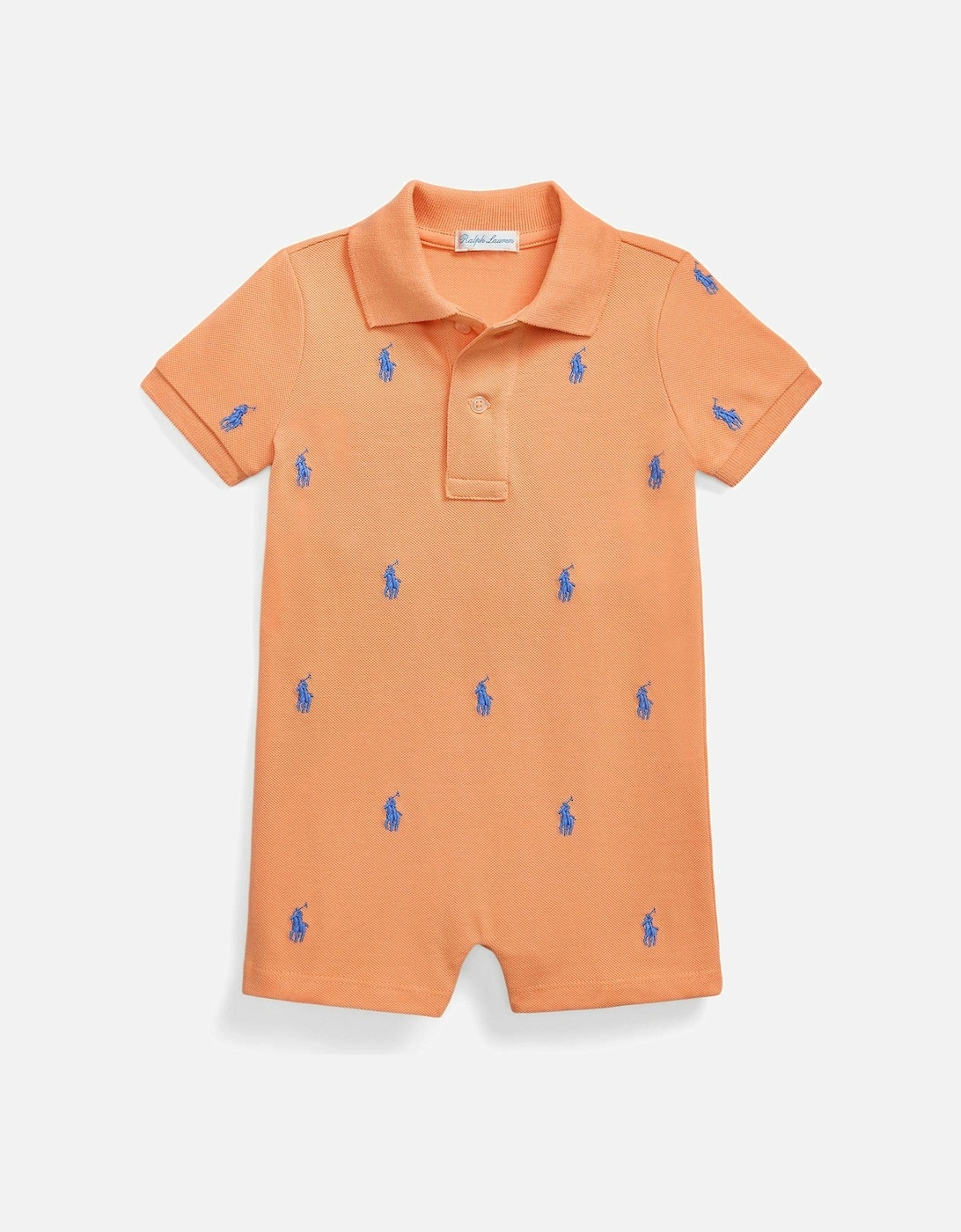 Baby Boys All Over Pony Polo Shortall Romper - Orange, 4 of 3