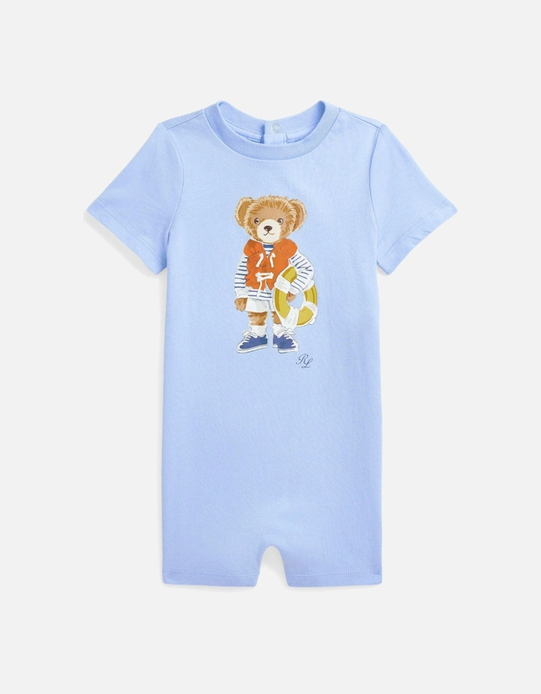 Baby Boys Bear Shortall Romper - Light Blue