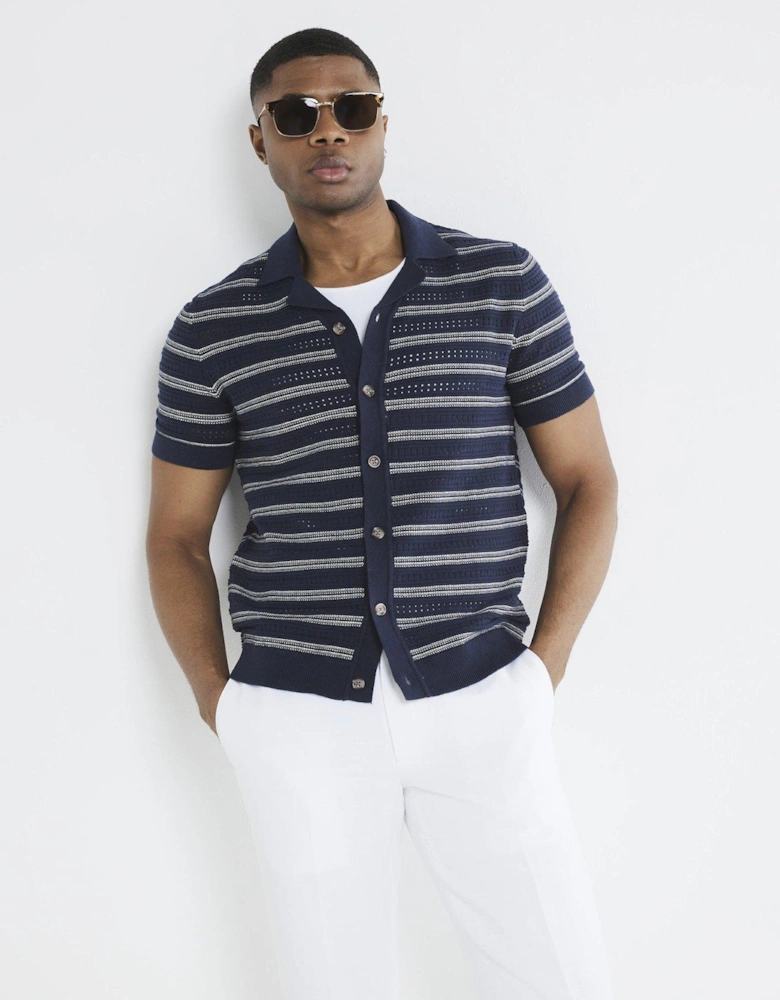 Striped Textured Shirt - Blue