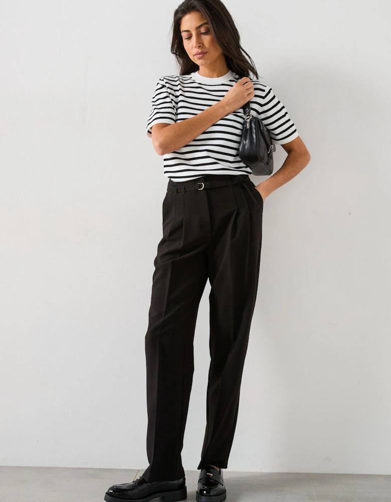 Crew Neck Short Knitted T Shirt - Mono